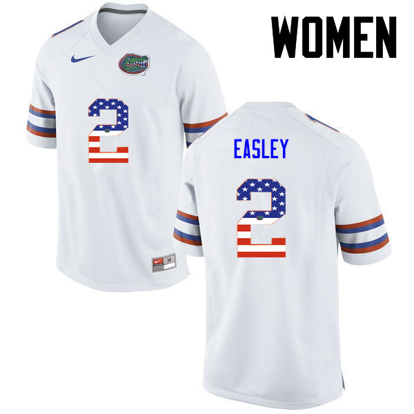 Women Florida Gators #2 Dominique Easley College Football USA Flag Fashion Jerseys-White